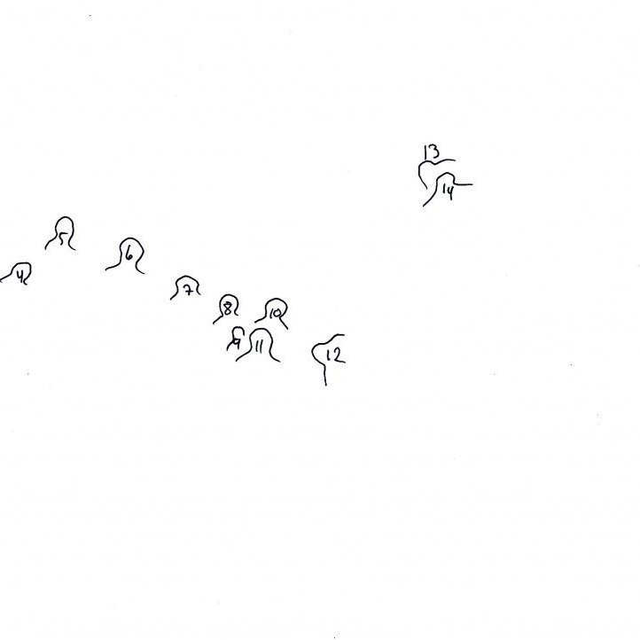 Brúarsmíði á Kreppu, 5.Björn Þórðarson, 7. Jón Sigurgeirsson frá Helluvaði, 8. Þorsteinn Þorsteinsson. 4-8 ág.1950.