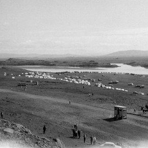 Hestamannamót á Faxaborg við Hvítá í Borgarfirði.